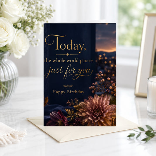 Today, the Whole World Pauses Just for You — Birthday Greeting Card