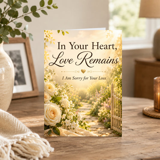 In Your Heart, Love Remains — Sympathy & Remembrance Greeting Card