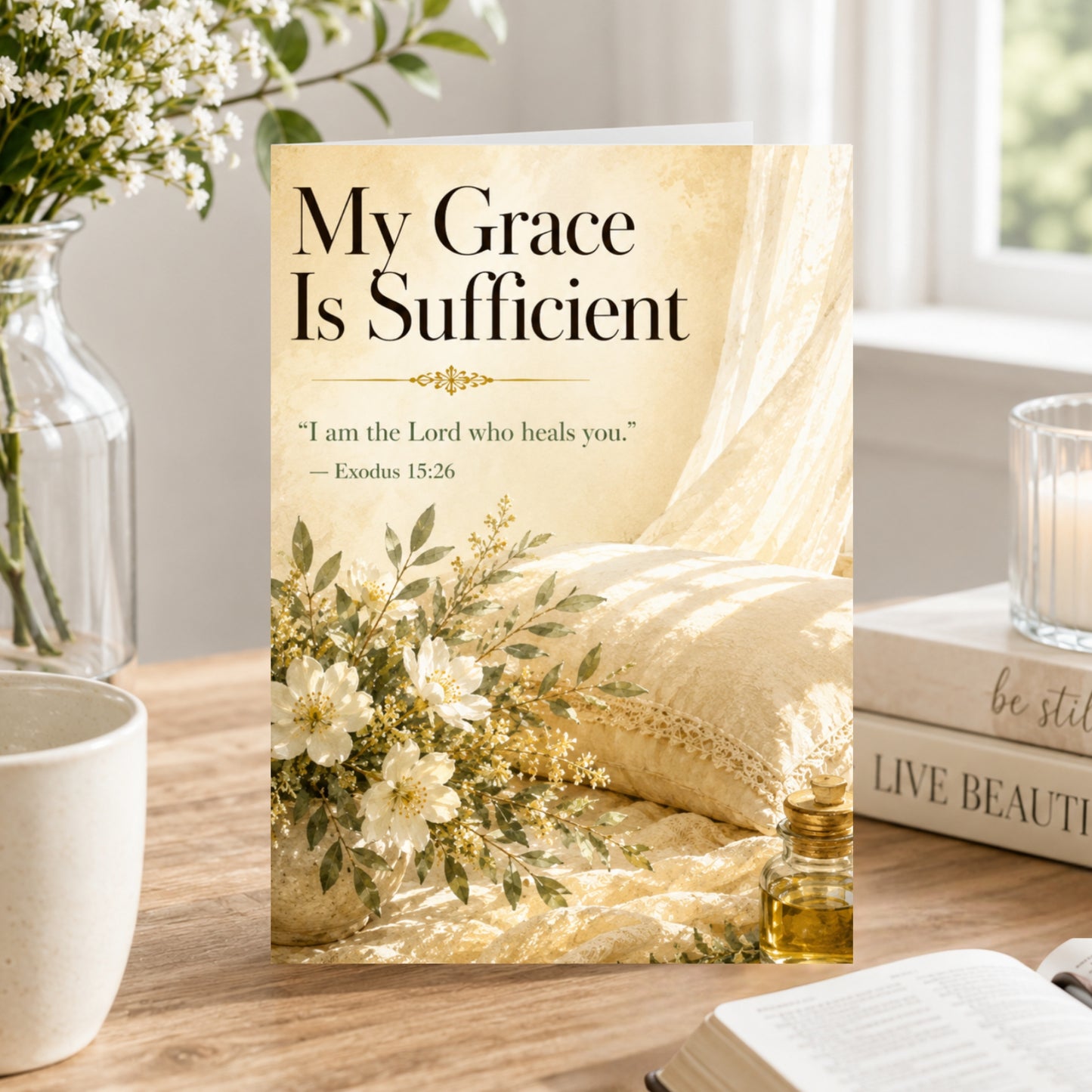 My Grace Is Sufficient — Healing & Encouragement Greeting Card