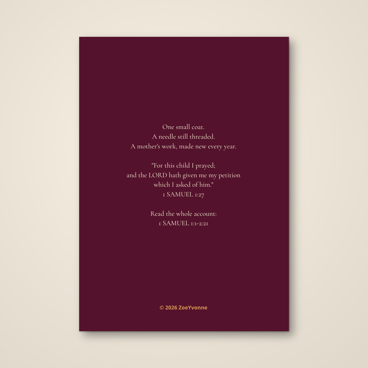 A Little Coat — Thanksgiving Card for Mom