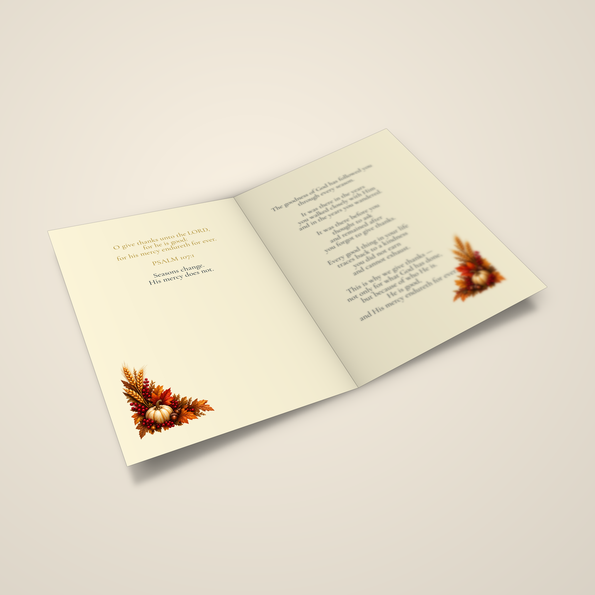 His Mercy Endureth — Thanksgiving Greeting Card