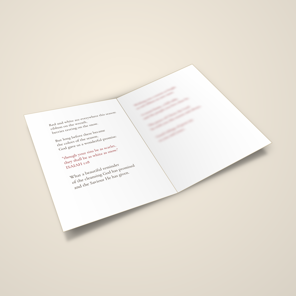 Though Your Sins Be As Scarlet — Christmas Greeting Card